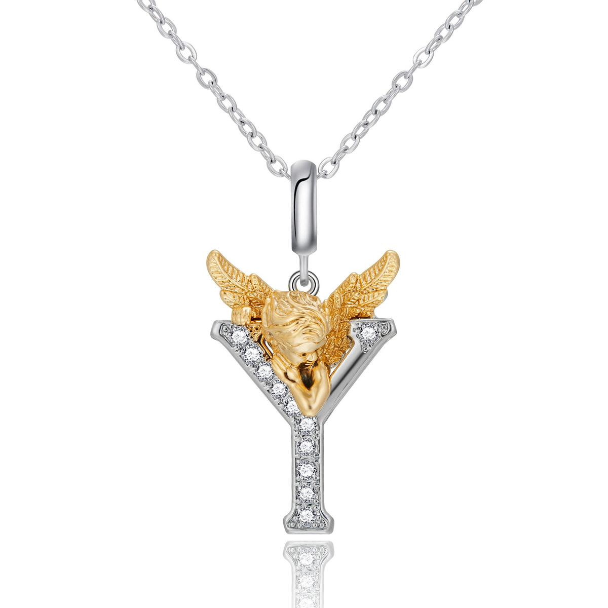 New Copper-plated White-gold Letter Pendant Mens And Womens Stainless Steel O-shaped Necklace