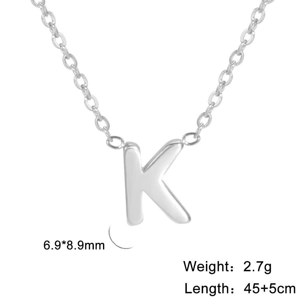 Hot-Selling Welded 26 Letters 18K Real Gold Electroplated Non-Fading Small Pendant Jewelry 304 Material Stainless Steel Necklace