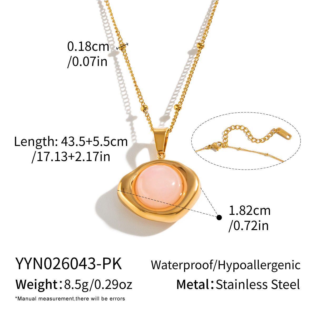 Natural Stone High-end Necklace With An 18K Gold Pendant