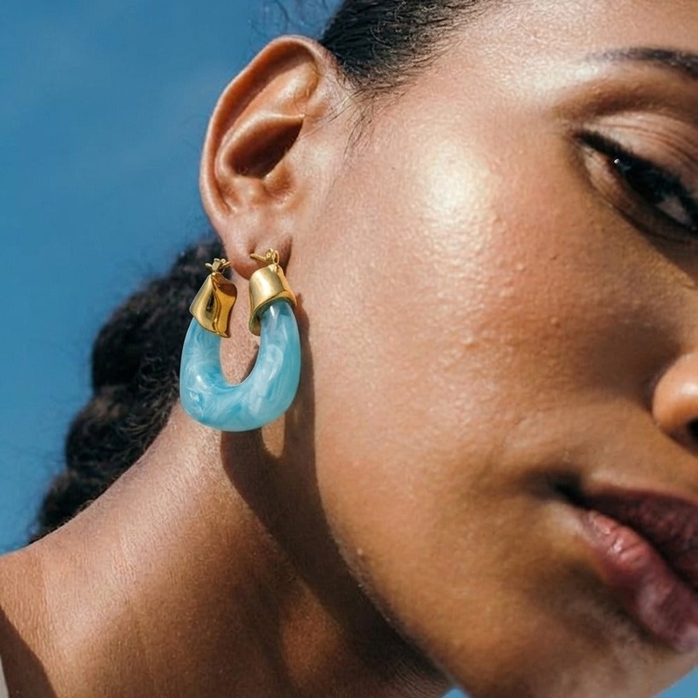 Color Resin Hoop Earrings Collection