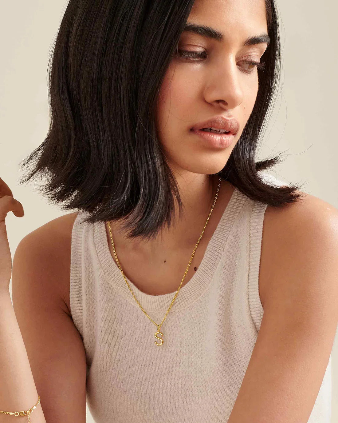 18K gold letters with birthstone design exquisite and noble necklace