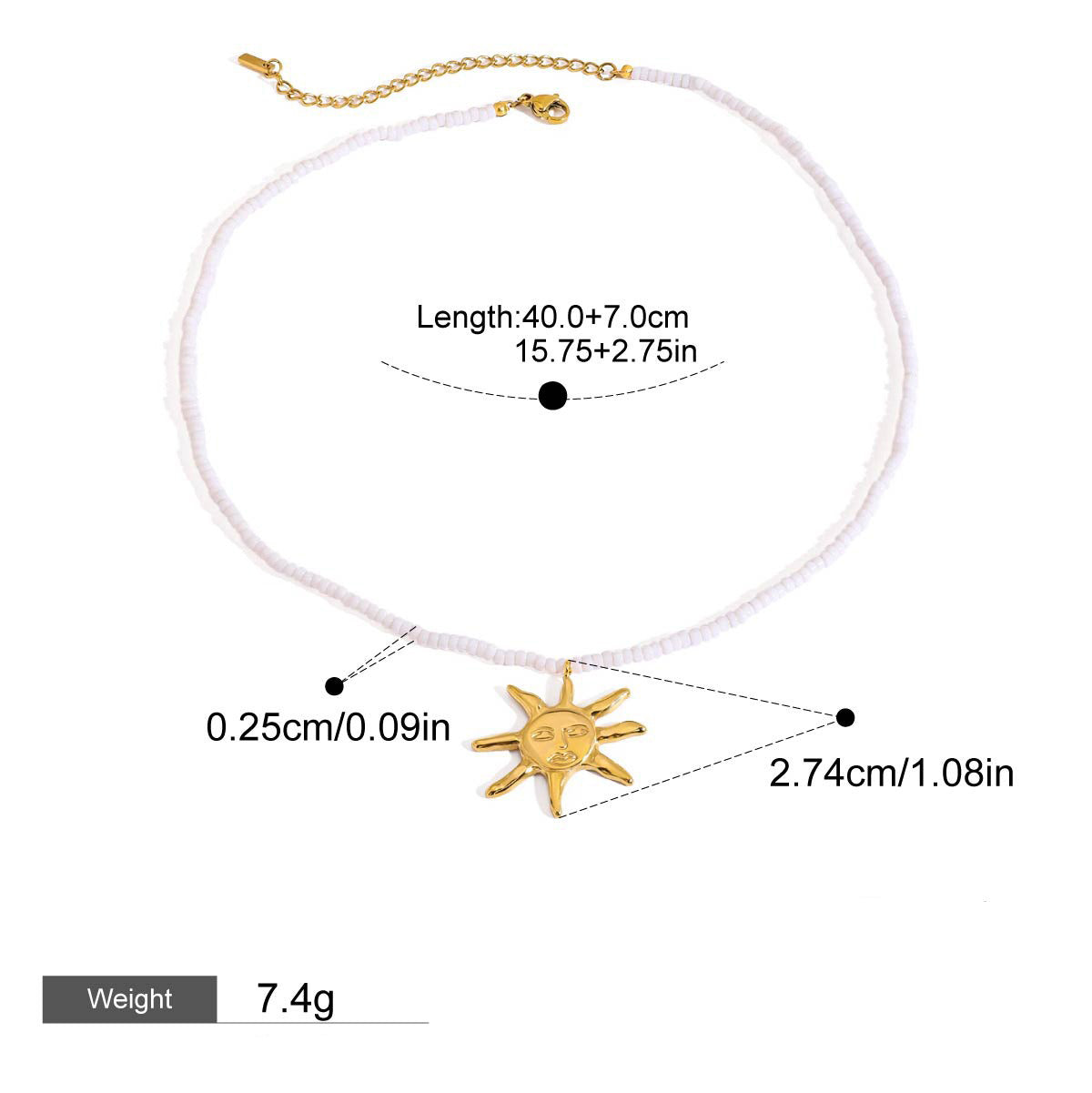 18K gold sun-shaped earrings and necklace set with exaggerated facial features