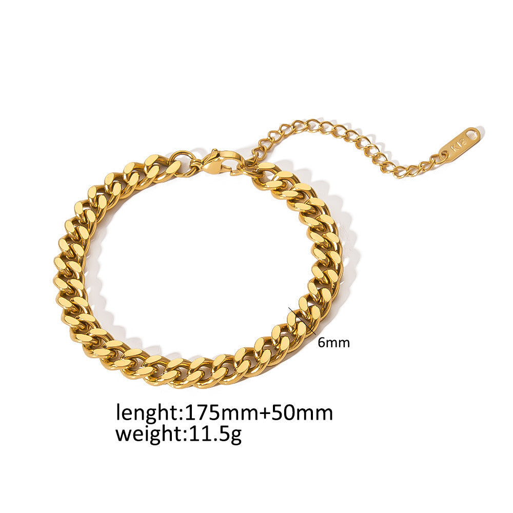 18k Gold Plated 304 Stainless Steel Bracelet Diy Jewelry Accessories Chain Accessories Cuban Chain Twist Chain Bracelet Wholesale