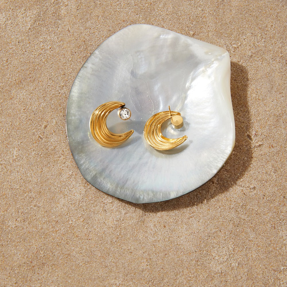 Moon Zircon Stud Earrings