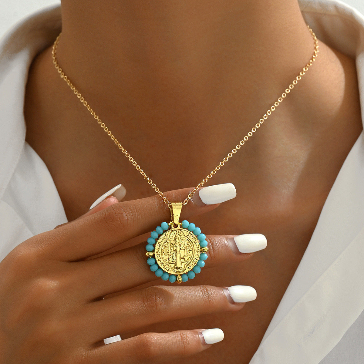 Simple Personality Bohemian Style Women Necklace Niche High-end Beaded Design Collarbone Chain Fashion Jewelry