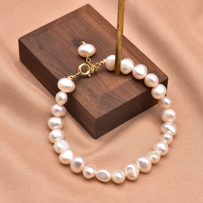 Natural Baroque Pearl And Kyanite Bracelet