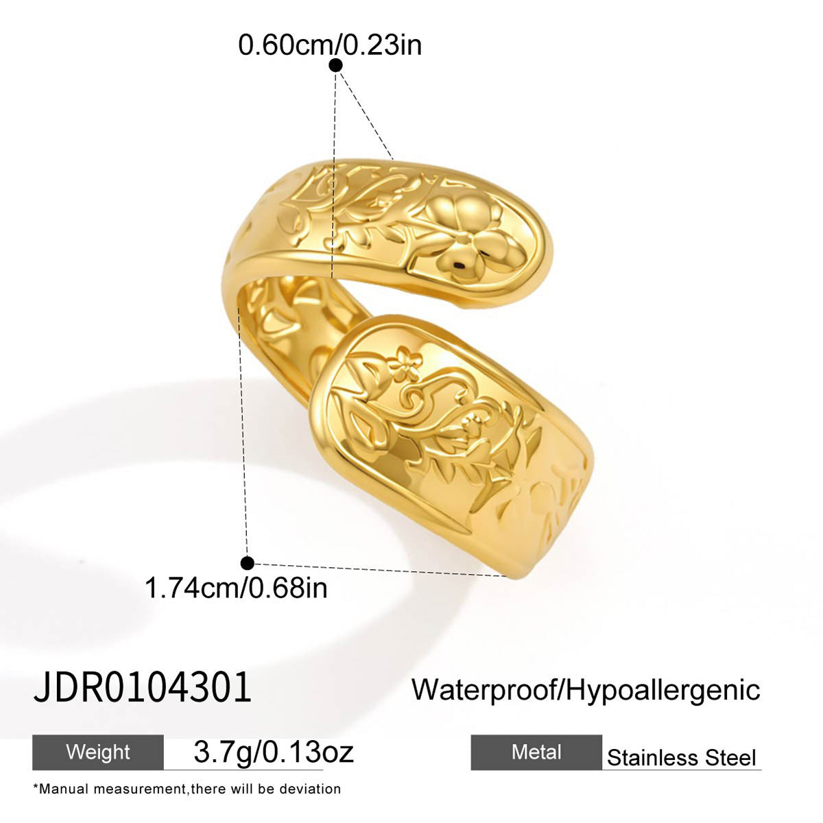 Engraved Floral Open Ring Collection