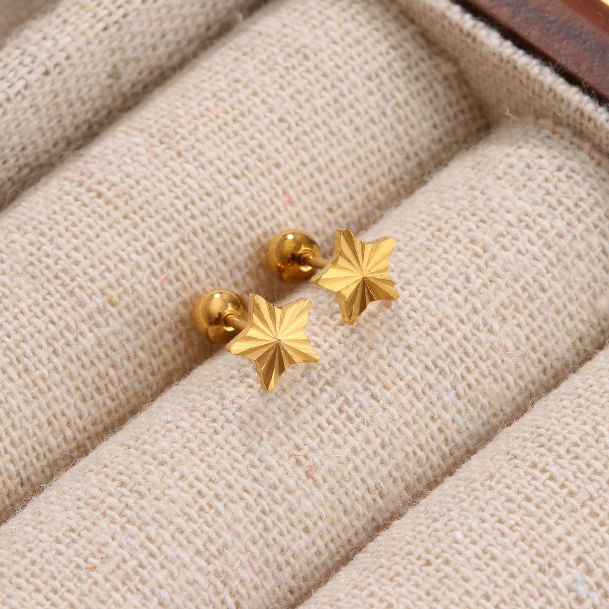 18K gold geometric inlaid gemstone design trendy personality earrings