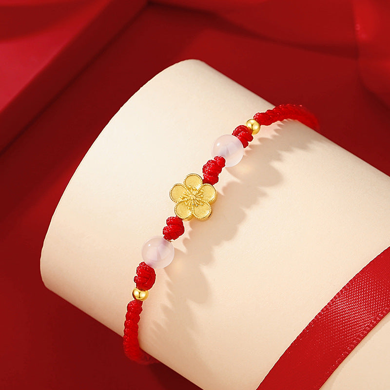 Peach Blossom Sterling Silver 925 Chalcedony Bracelet For Women