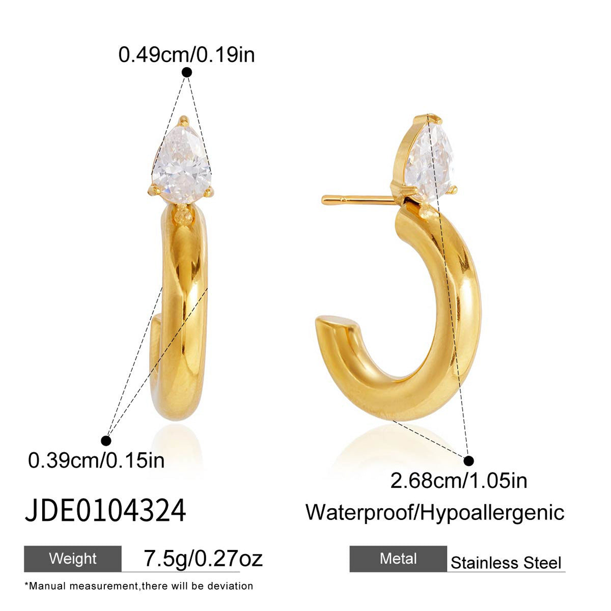 Twisted Zircon Huggie Earrings