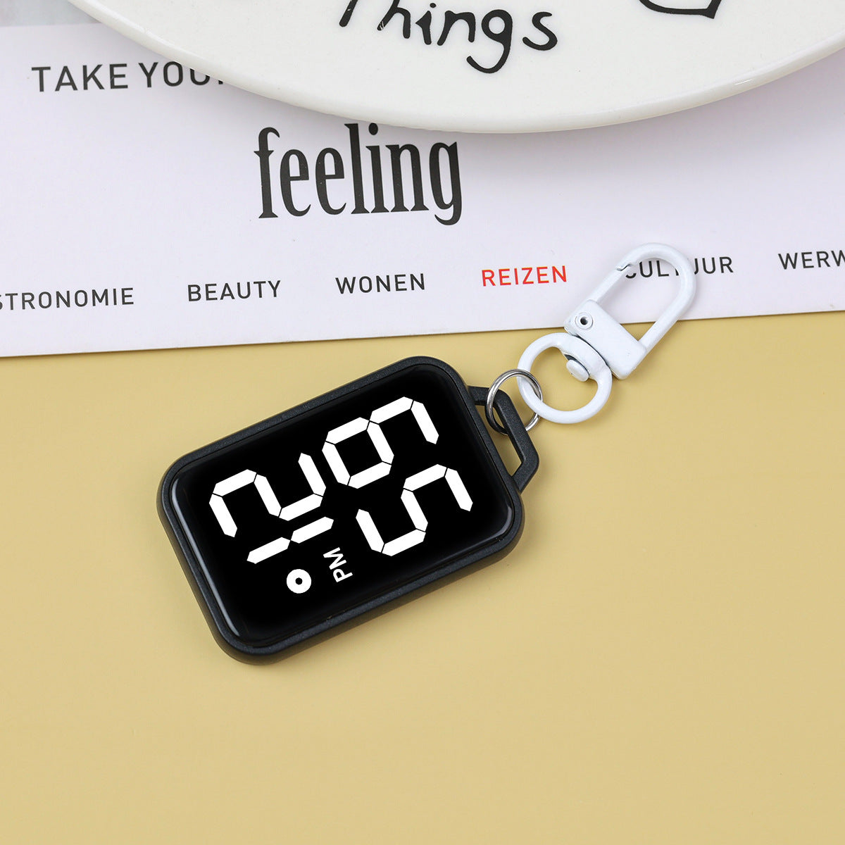 Waterproof Keychain Watch Square-shaped With Large Digits Electronic Touch And Luminous Display