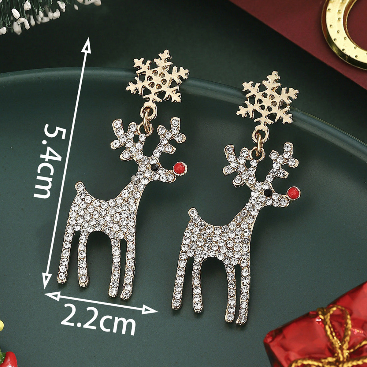 Cross-Border Personalized Christmas Alloy Earrings Christmas Hat Colorful Star Dot Diamond Christmas Tree Elk Gingerbread Man Earrings