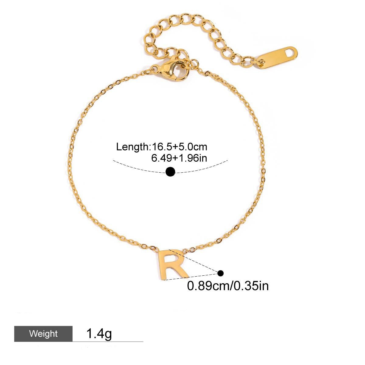 18K gold 26 letters simple and elegant bracelet