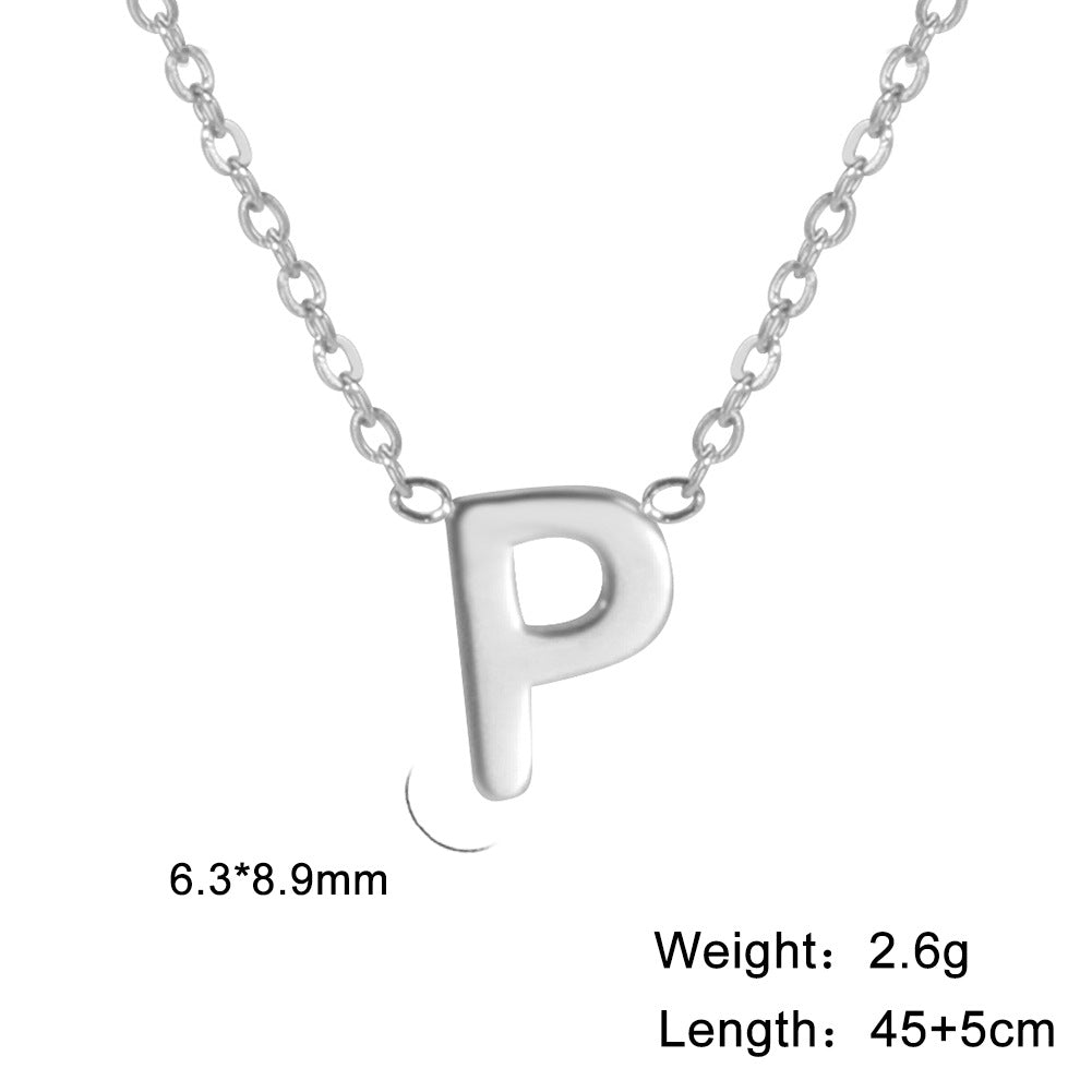 Hot-Selling Welded 26 Letters 18K Real Gold Electroplated Non-Fading Small Pendant Jewelry 304 Material Stainless Steel Necklace