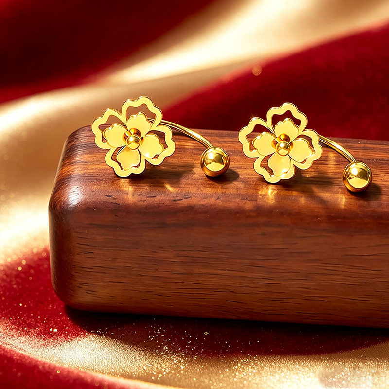 Designed Three-dimensional Matte Clover Drop Earrings With Tassels For Women