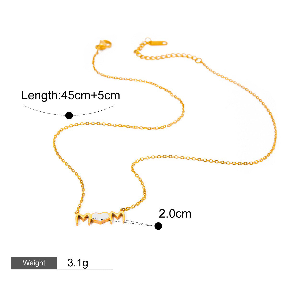 18K gold heart with the letters "MOM" exquisite design of the necklace and ring set