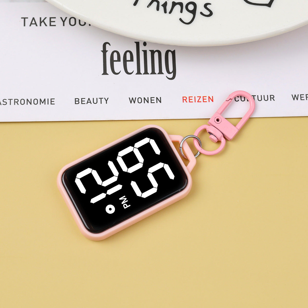 Waterproof Keychain Watch Square-shaped With Large Digits Electronic Touch And Luminous Display