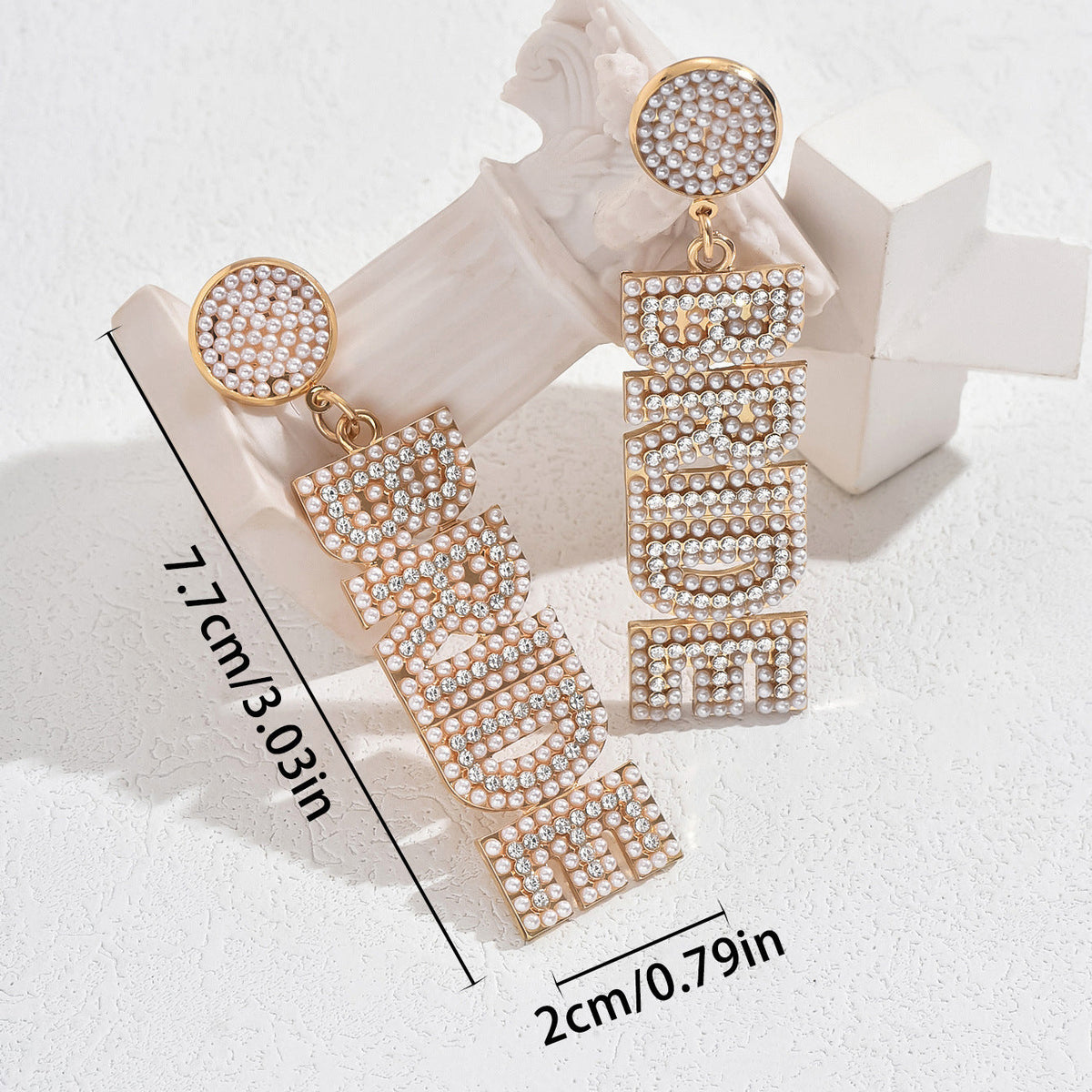 Sweet Korean Style Korean Style  Style Pearl Earrings All-Match English Letter Niche Design Earrings Elegant Earrings
