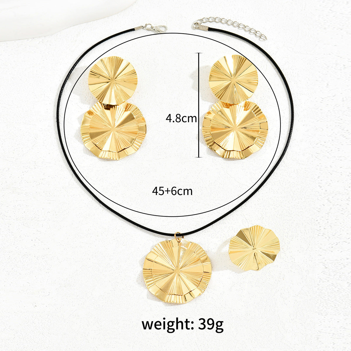 Distinctive Hip Hop European And American Women's Earrings Necklace Suit Fashion Double Layer Design Earrings Simple Versatile Women's Ring