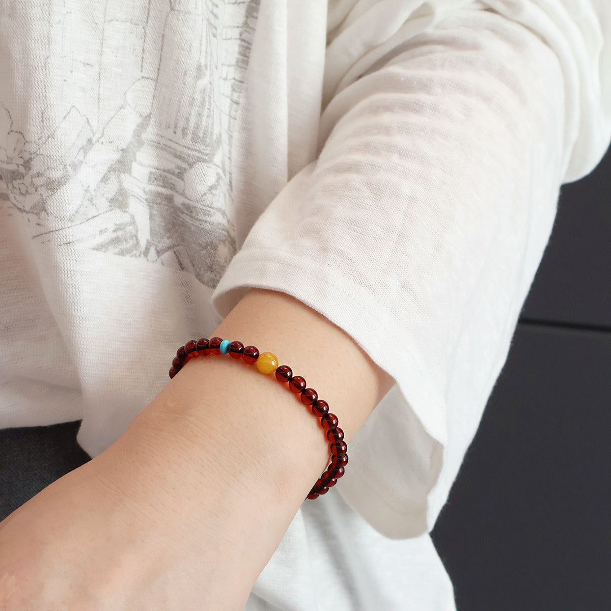 Natural Blood Amber Single-strand Wine-red Bracelet