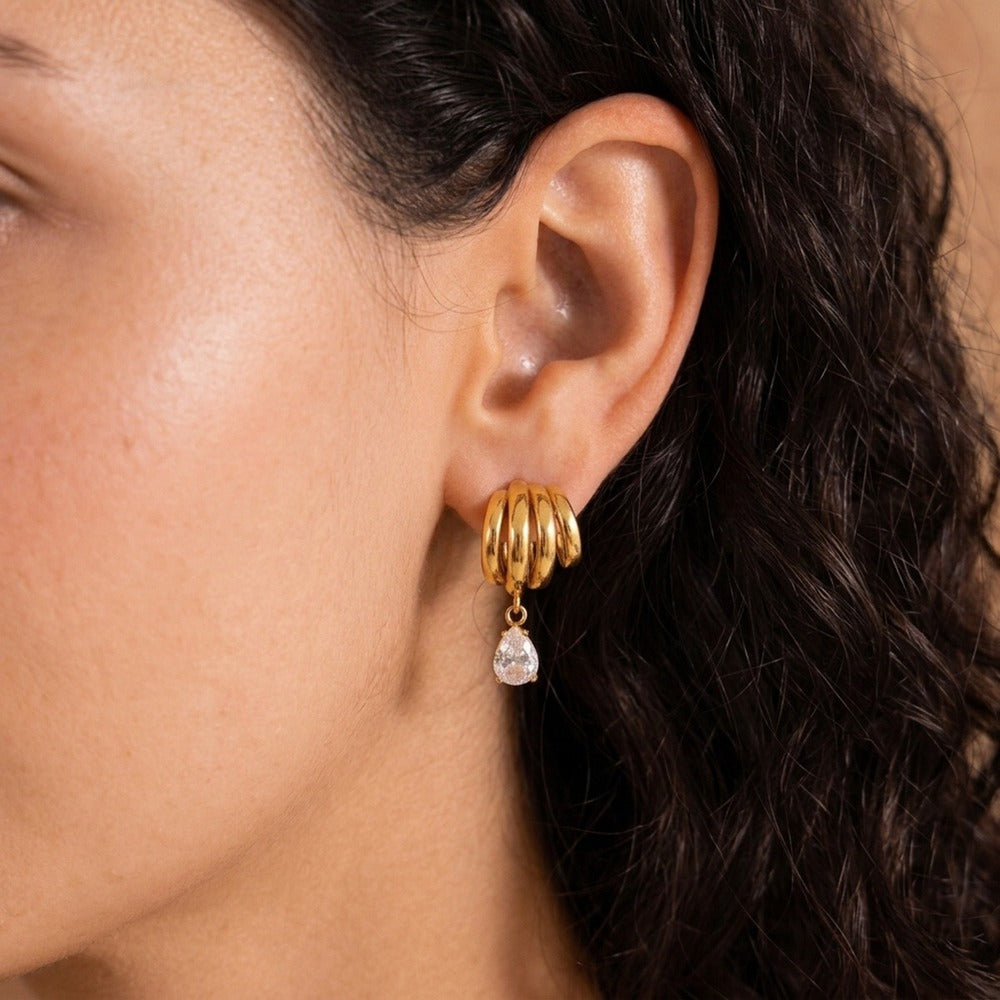 Teardrop Zircon Stud Earrings