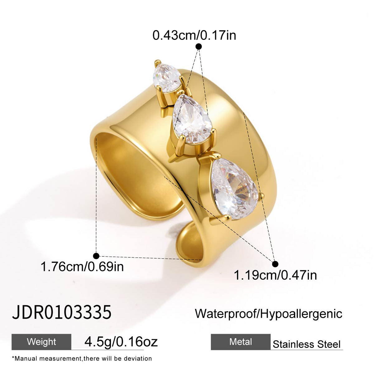 Wide Zircon Open Ring Collection
