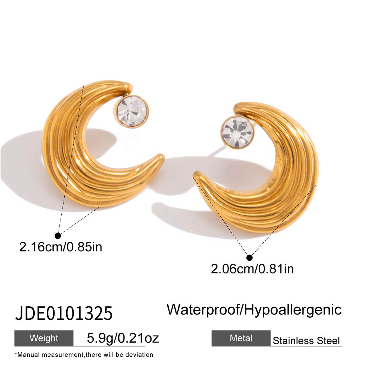 Moon Zircon Stud Earrings