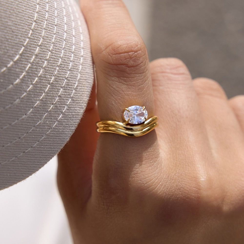 Two Tone Zircon Ring Collection