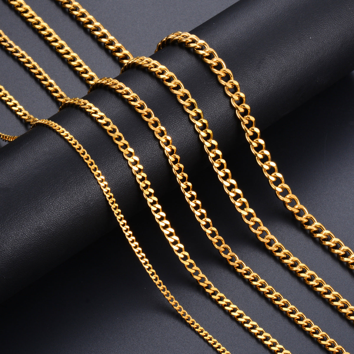 Stainless Steel Single-Woven Double-Sided Polished Necklace, Single Vacuum Electroplated Men's Accessory Chain, Side-Polished And Non-Fading