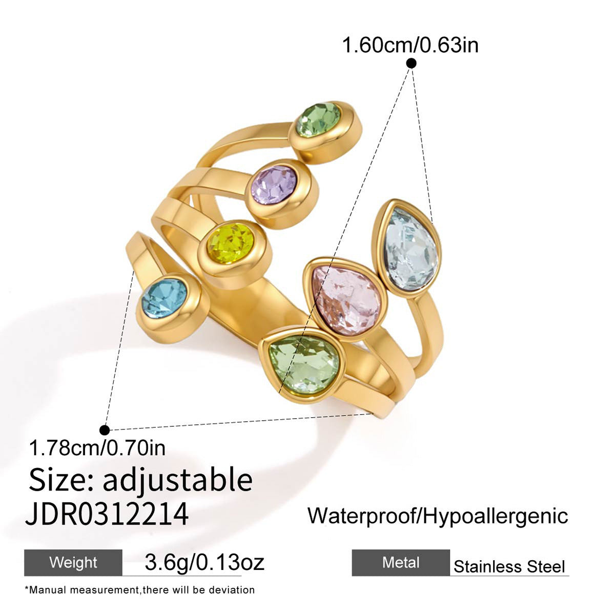 Color Zircon Open Ring Collection