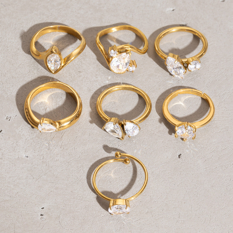 Geometric Zircon Ring Assortment