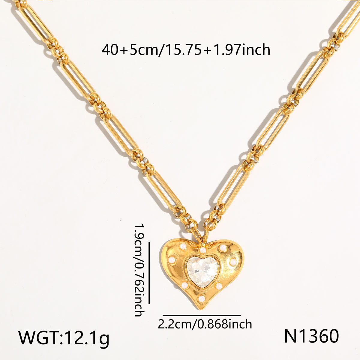 European American Titanium Steel CZ Heart Clavicle Necklace For Women, Light Luxury Niche High-End Colorfast Jewelry Wholesale