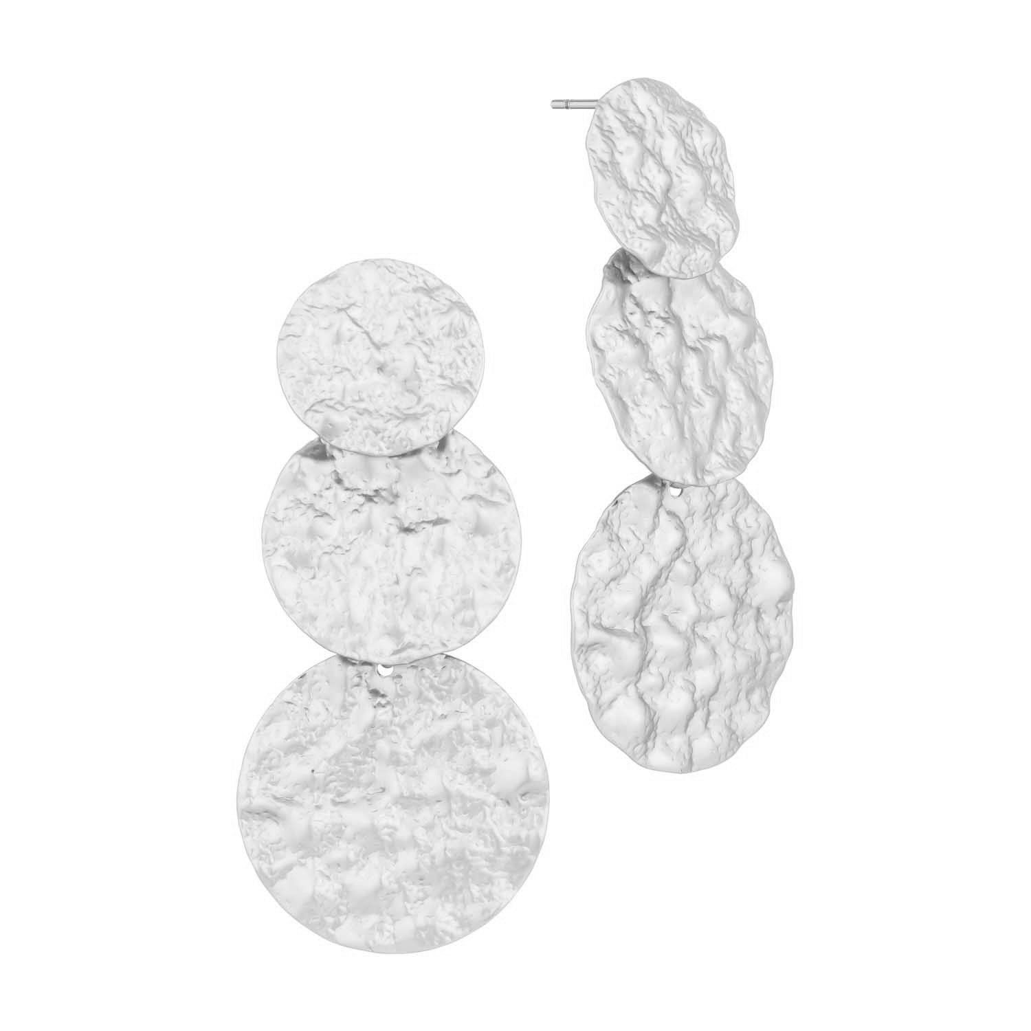 Sculpted Trio Hammered Dangle Post Back Earrings