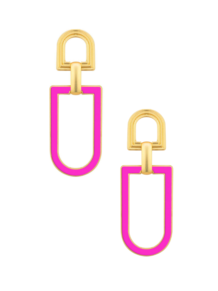 Dazzling Enamel Coated Geometric Dangle Earrings