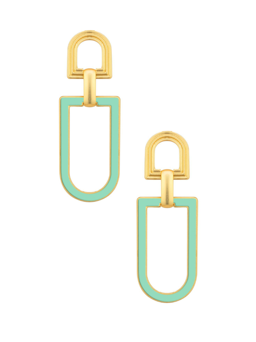 Dazzling Enamel Coated Geometric Dangle Earrings