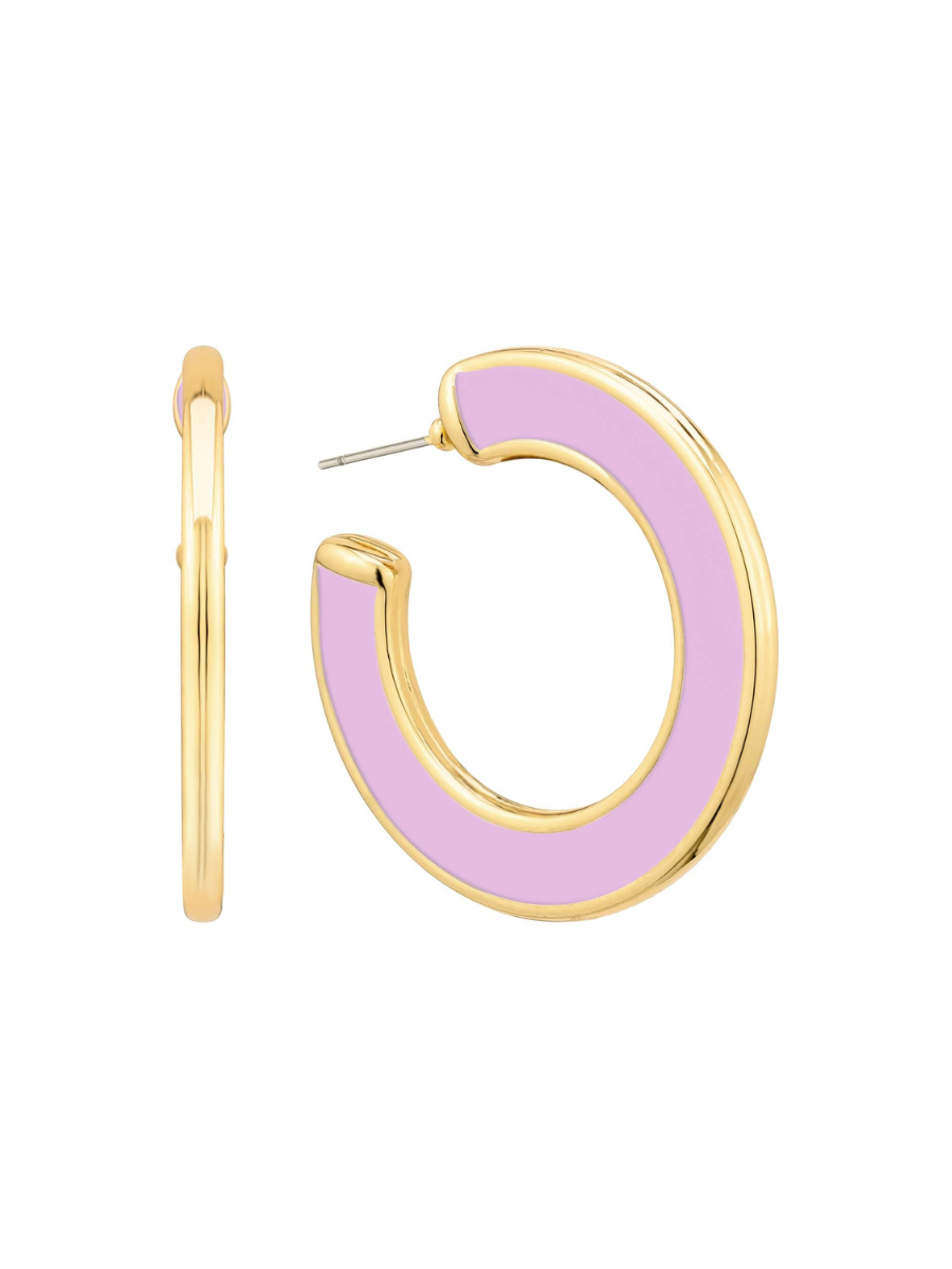 Vibrant Enamel Post Back Hoop Earrings