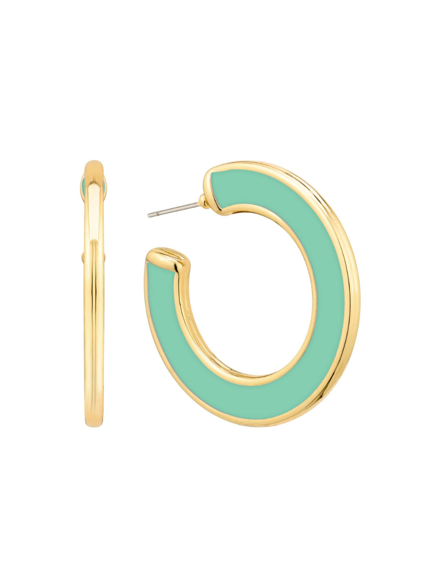 Vibrant Enamel Post Back Hoop Earrings