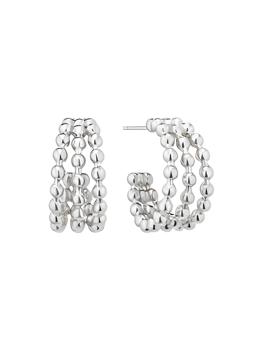 Bold Beaded Triple Hoop Earrings