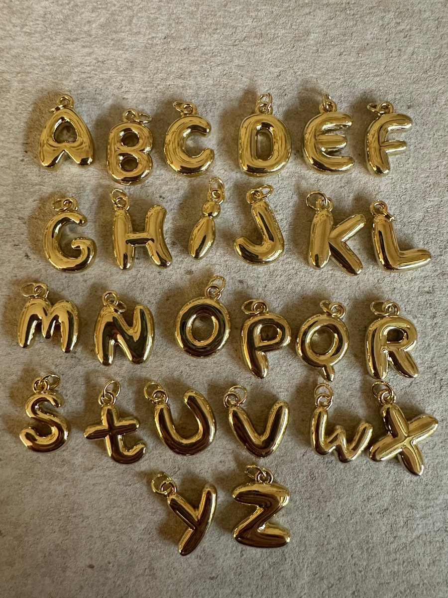 Gold Simple Bubble Letter Charm