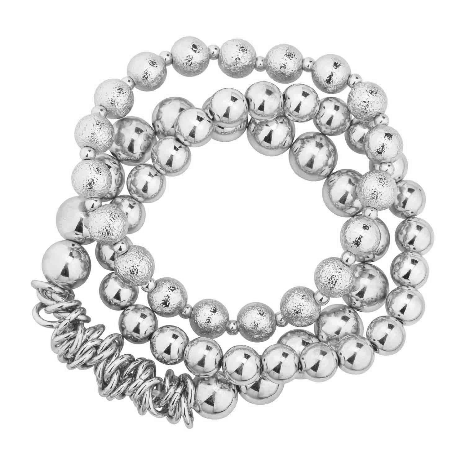 Trio of Elegance Metal Stretch Bracelet Set