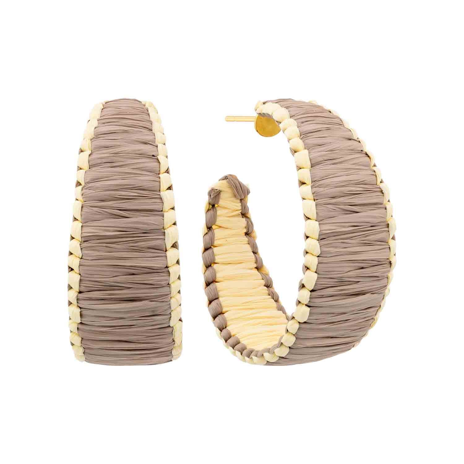 Free Spirit Raffia Wrapped Color Hoop Earrings