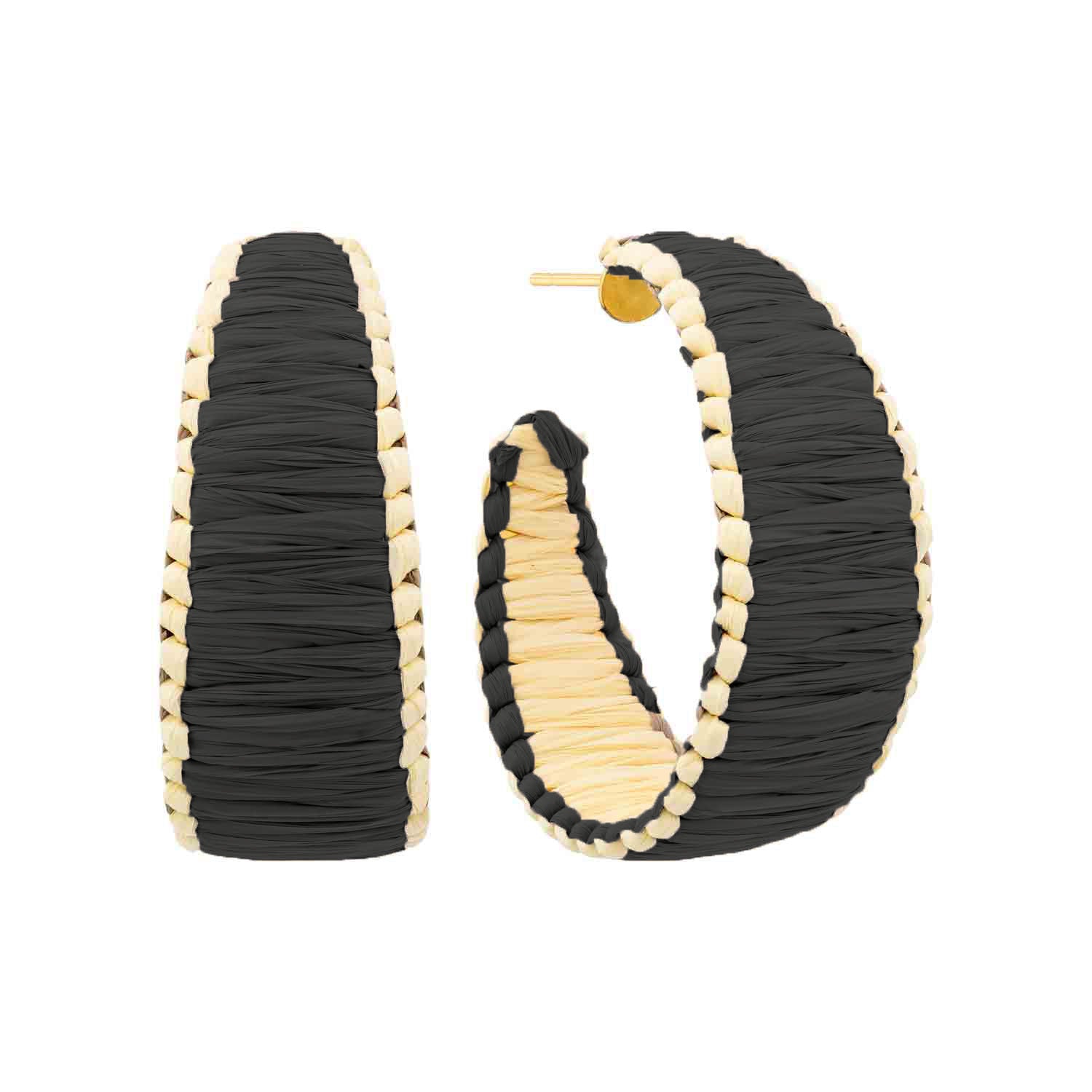 Free Spirit Raffia Wrapped Color Hoop Earrings