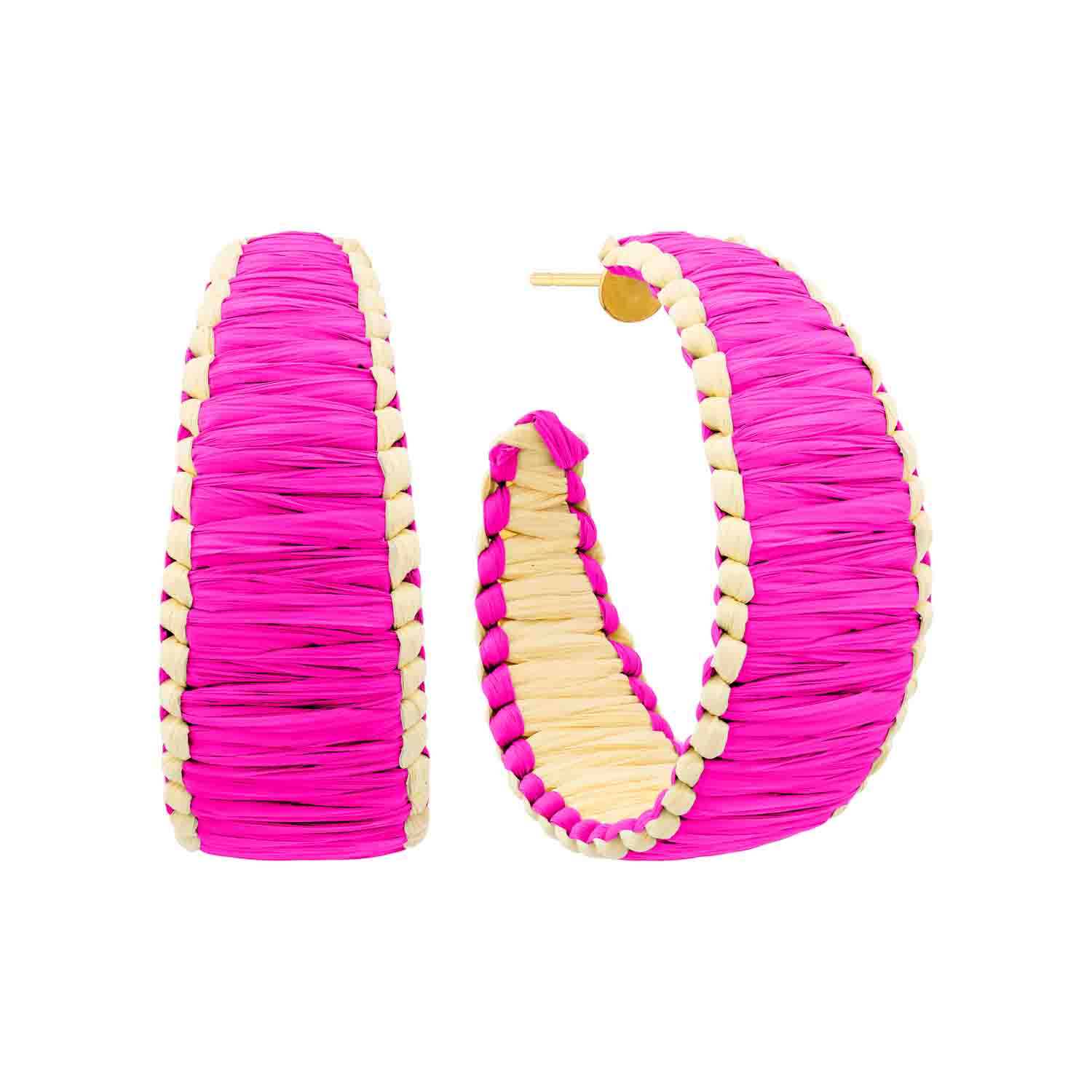 Free Spirit Raffia Wrapped Color Hoop Earrings