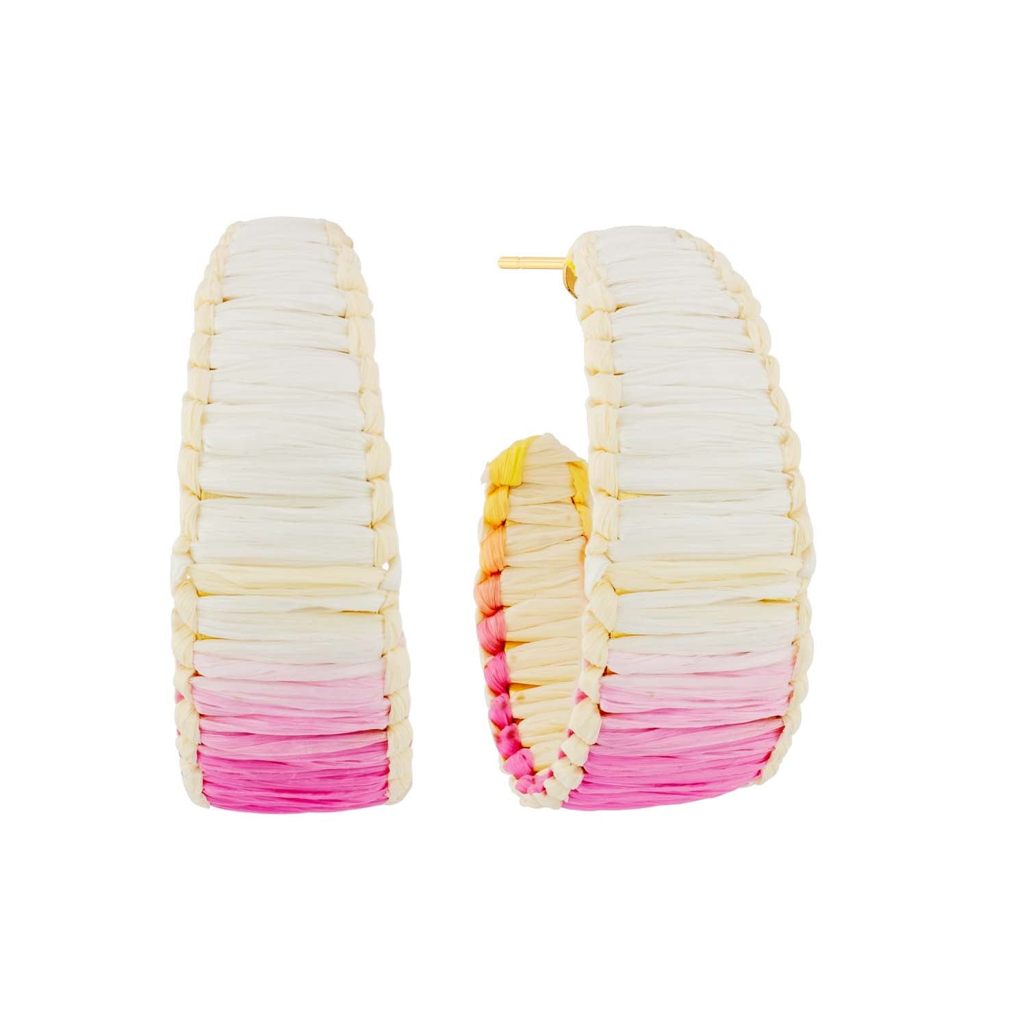 Free Spirit Raffia Wrapped Color Hoop Earrings