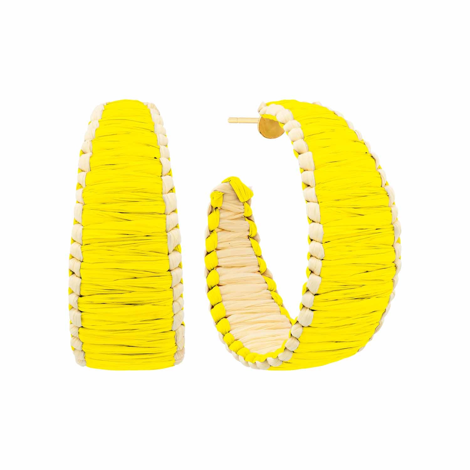 Free Spirit Raffia Wrapped Color Hoop Earrings