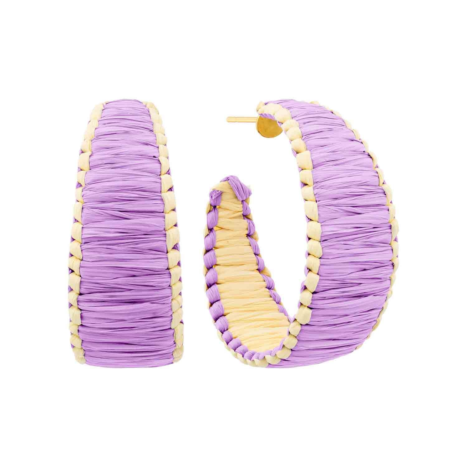 Free Spirit Raffia Wrapped Color Hoop Earrings