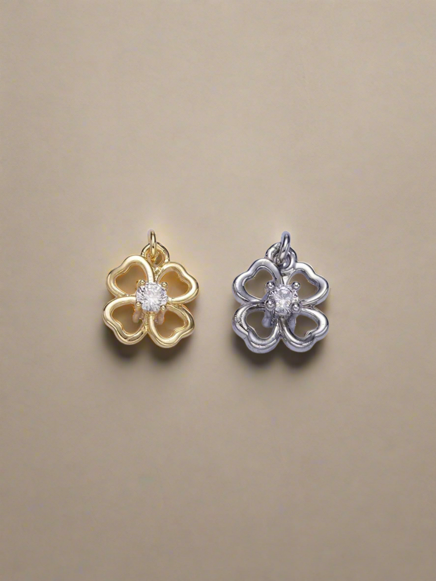 Dainty Flower Charm With CZ Detail