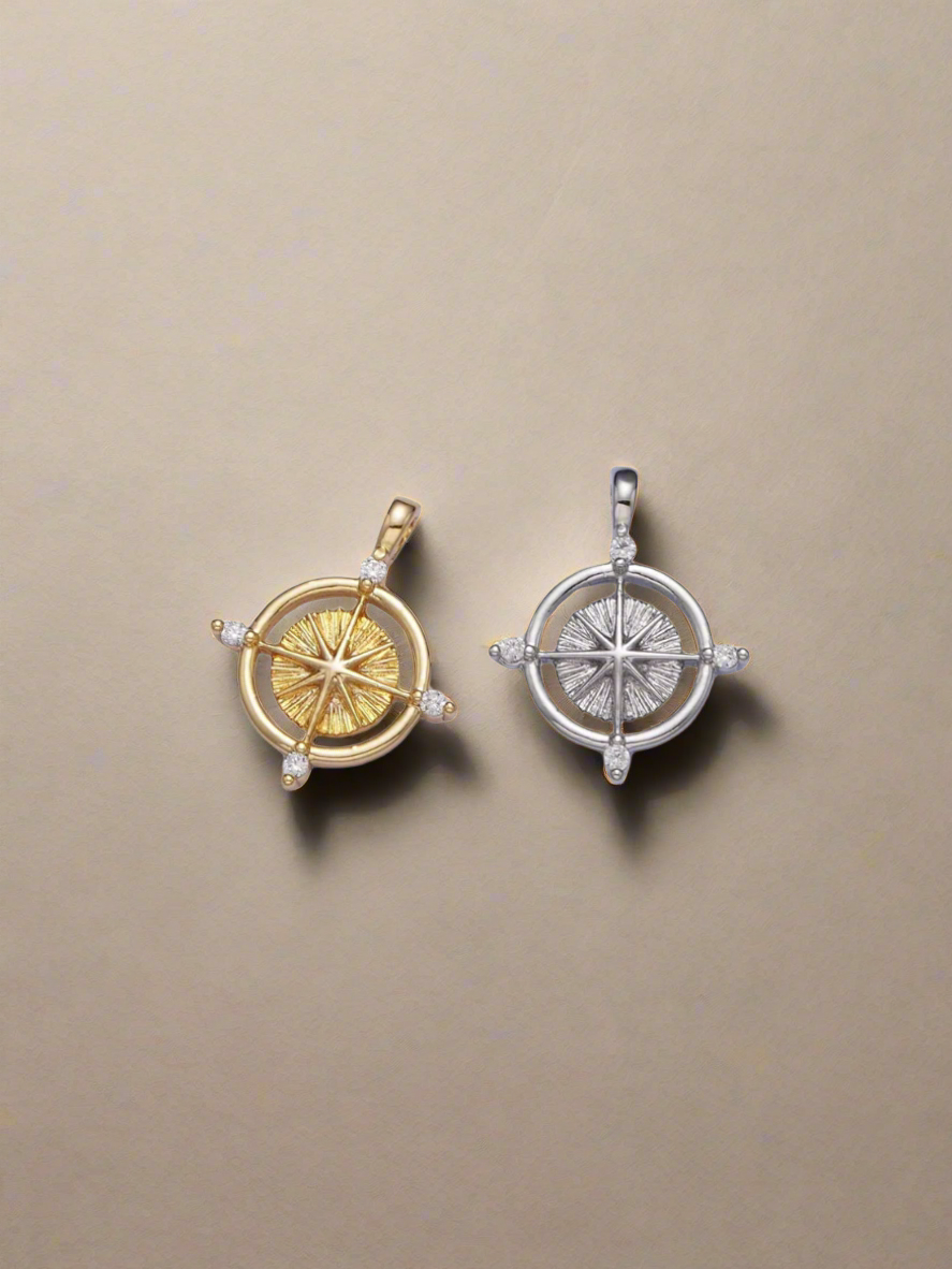 North Star Celestial Compass Pendant Charm