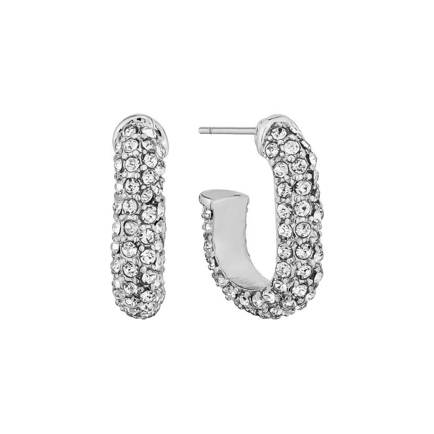 Dazzled Rhinestone Covered Open Hoop Post Back Earrings