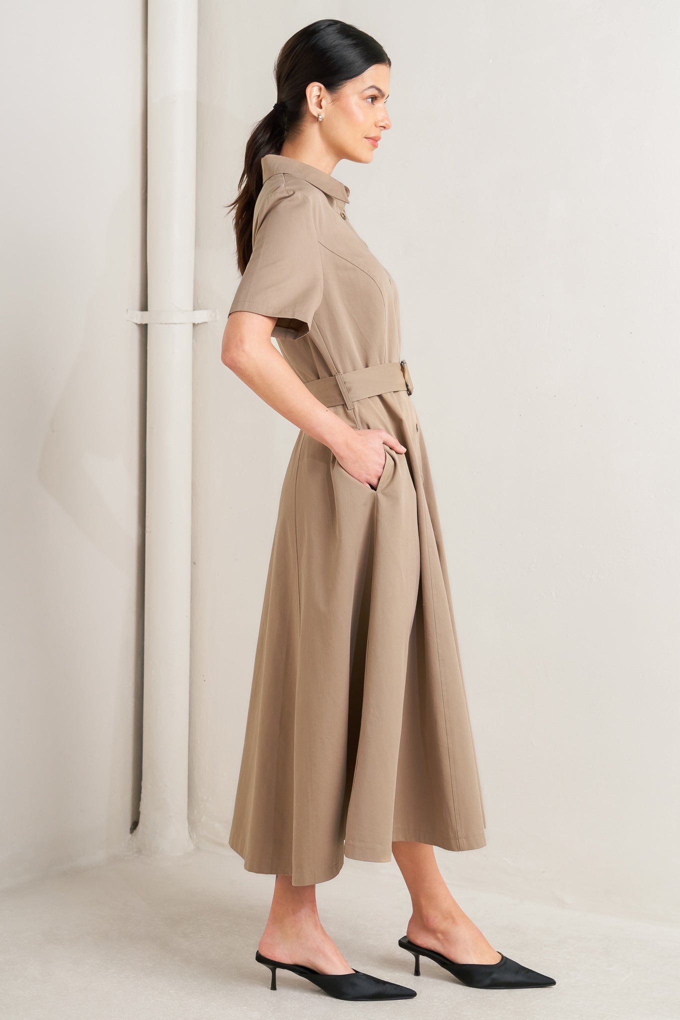 LUCKY ME WOVEN MIDI DRESS